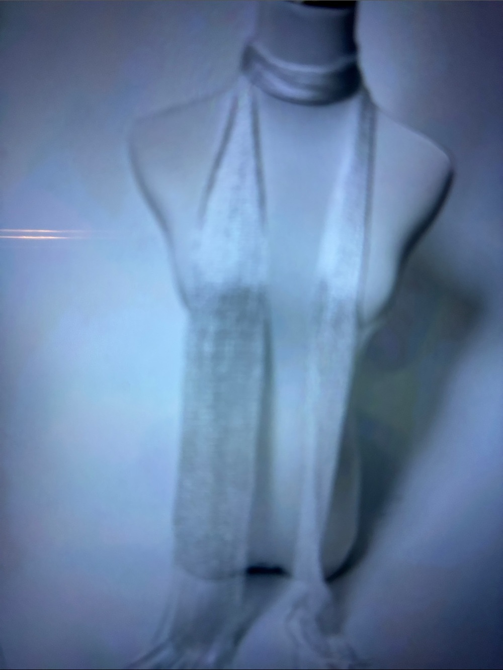 Light Gray Open-Weave Women's Scarf - Neutral Layering Accessory